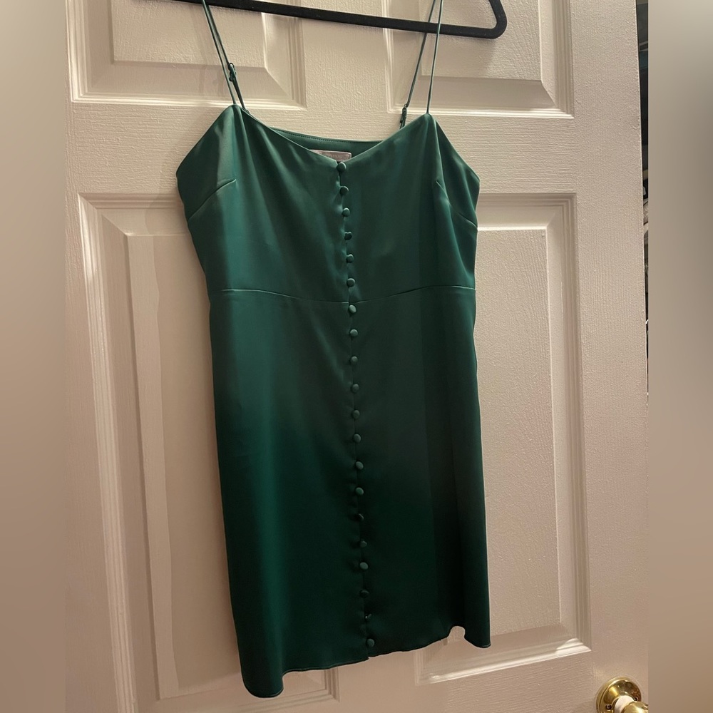 New with tag Urban Outfitters satin emerald green formal mini dress